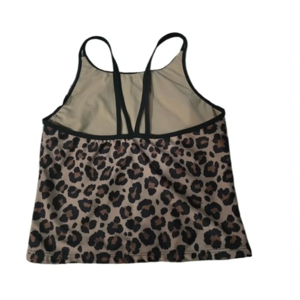 Sol Borne Swim Top XL 14/16 Girls Brown Black‎ Animal Print NWT Beach Lake